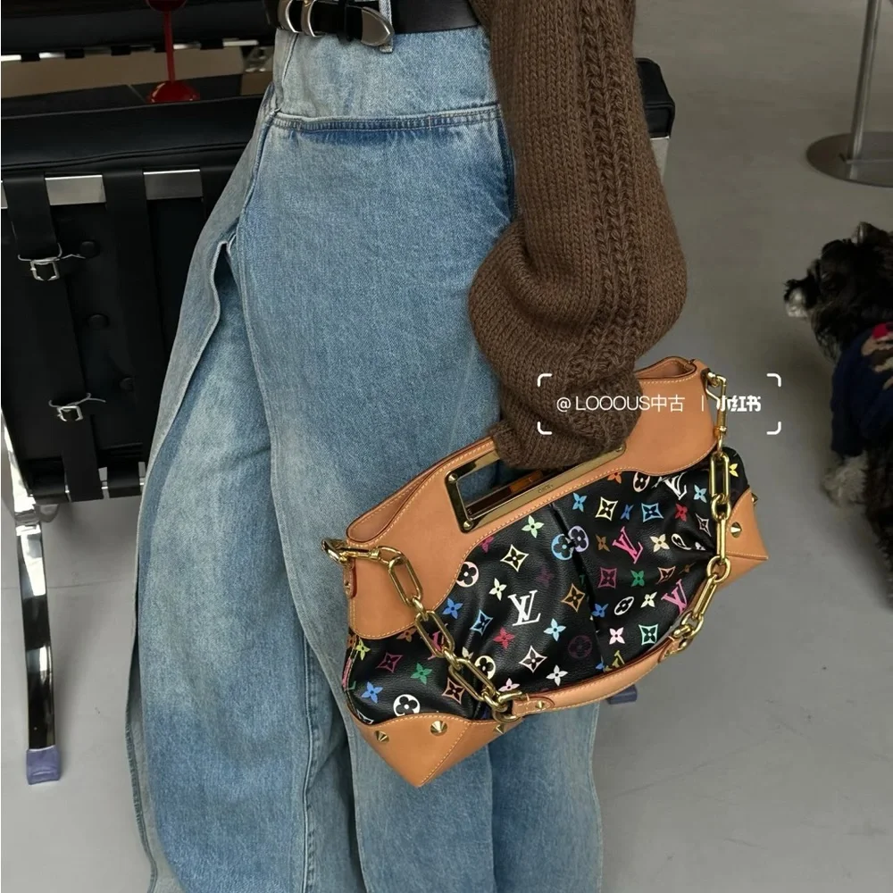 Louis Vuitton Judy MM Handbag Monogram Multicolor Leather Noir Black - Picture 3 of 16